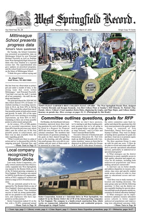 West springfield record.  The West Springfield Record Inc.  Records sup...