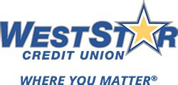West star credit union. 3 On approved credit. Discount will be given on the approved rate on any new Signature Loan or New/Used Auto Loan. added to the qualified account. Can not be combined with any other offers. 4 Three (3) Foreign ATM transaction fees waived per month. Platinum members only. 5 Four (4) NSF and/or Overdraft Fees waived per calendar year. Platinum ... 