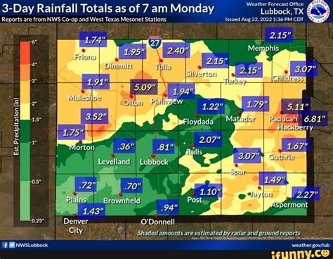 West Texas Mesonet Obs . Oklahoma Mesonet Obs . Kansas Mesonet Obs . Max Temp; Min Temp; 6 Hr Td; Max RH; Min RH; 6 Hr RH; Wind; Precip Chance; Hrly Wx Graph ... Today's Excessive Rainfall Outlook Tomorrow's Excessive Rainfall Outlook . Day 2 - 24 Hour Precip Total . Day 3 - 24 Hour Precip Total . Days 4-5 - 48 Hour Precip Total . Day ….
