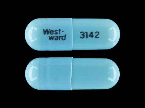West-ward 3142 blue capsule. West-ward 3142 Color Blue Shape Capsule/Oblong View details. 1 / 2 Loading. West-ward 939. Previous Next. Amoxicillin Trihydrate Strength 500 mg Imprint West-ward 939 
