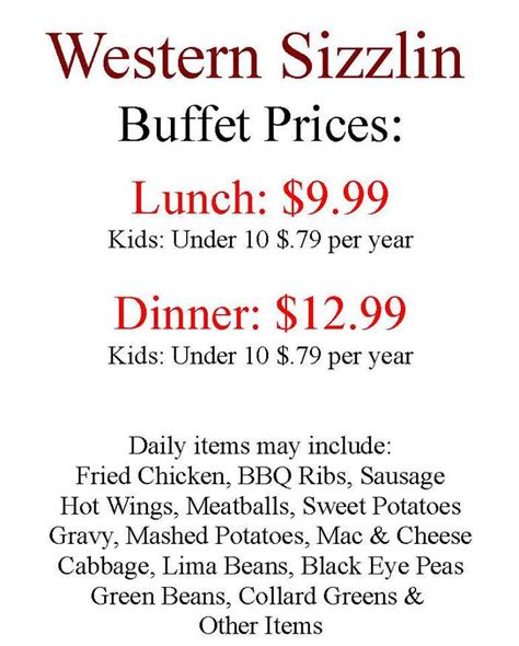 Western sizzlin opelika menu. Western Sizzlin Steak & More. The restaurant has a warm and inviting atmosphere, with friendly staff members always ready to greet... 5. Irish Bred Pub. Our second visit was just as enjoyable as the first, and I firmly believe that the wait staff can gr... 