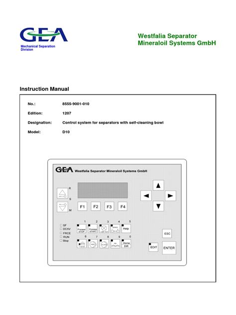 Westfalia separator mineraloil systems gmbh manual. - Operation and maintenance manual for water treatment plant.