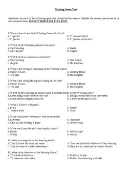 Westing game multiple choice study guide. - The librarian s guide to graphic novels for adults.