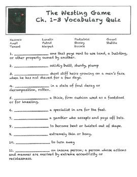 Westing game vocabulary packet answers key. - 1958 austin healey 100 6 repair manual.