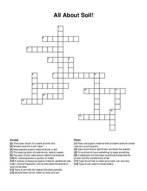 The Crossword Solver found 30 answers to "Very wet soil", 3 letters crossword clue. The Crossword Solver finds answers to classic crosswords and cryptic crossword puzzles. Enter the length or pattern for better results. Click the answer to find similar crossword clues . Enter a Crossword Clue.
