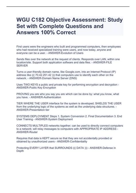 Wgu c182 objective assessment answers.  WITH QUESTIONS AND 100% VERIFIED ANSWER...