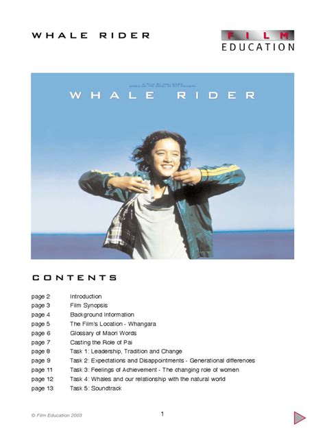 Whale rider study guide film education. - Liste der für jugendliche und büchereien ungeeigneten druckschriften..