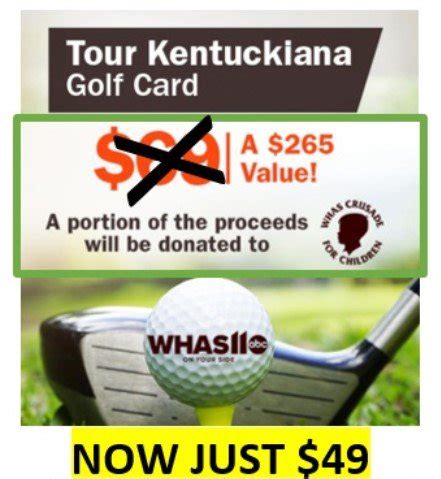 The WHAS Tour Kentuckiana Golf Card ️‍♂️ ️‍♀️ is back just in time for #CyberMonday. Each course offers one round of FREE greens fees. You'll.... 