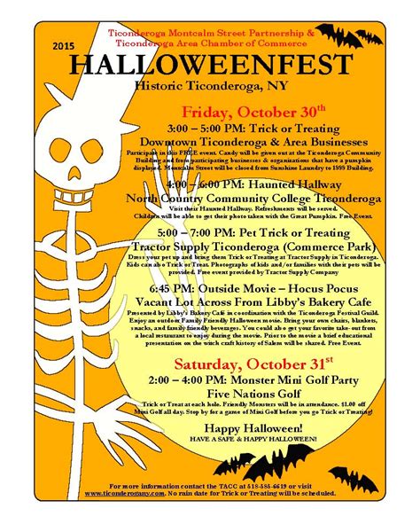What's on the schedule at Ticonderoga HalloweenFest