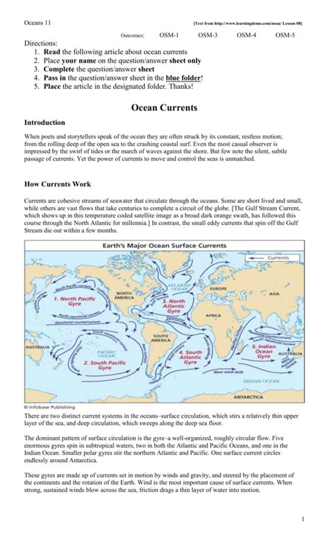 What Are Ocean Currents Short Answer