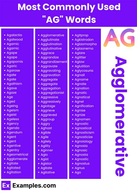 What Are Words That Start With Ag