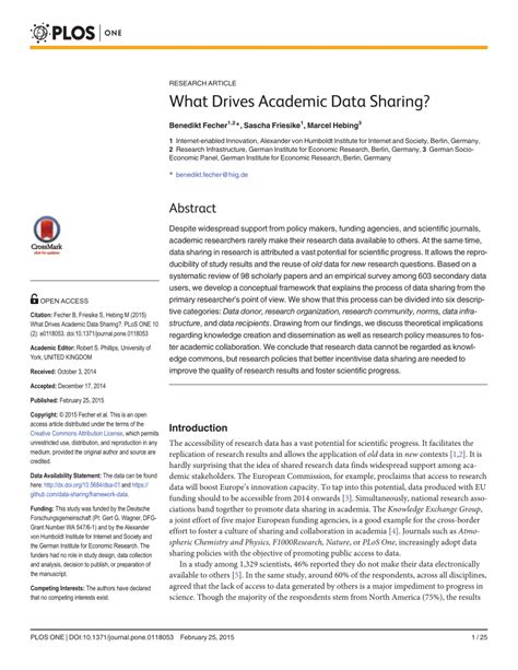 What Drives Academic Data Sharing? PLOS ONE