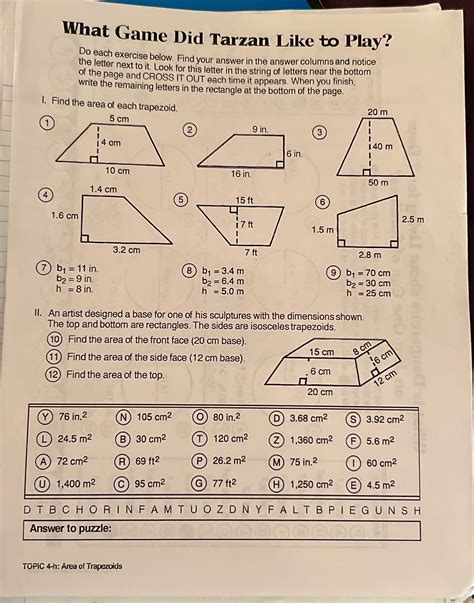 What Game Did Tarzan Like to Play Answer Key