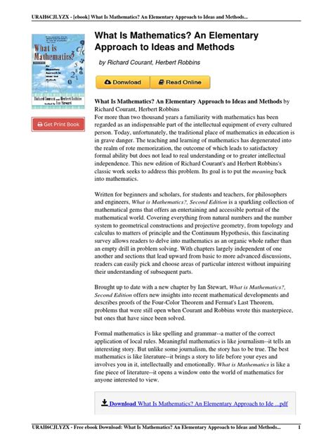 What Is A Mathematical Concept What Is Mathematics An Elementary Approach To Ideas And Methods