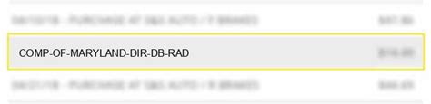 What Is COMP of Maryland DIR DB RAD Credit Card Charge