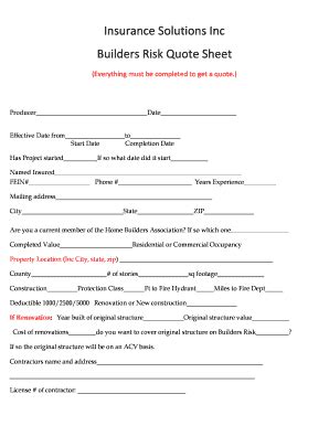 What Is Needed To Quote Builders Risk Fill Out and Sign Printable PDF