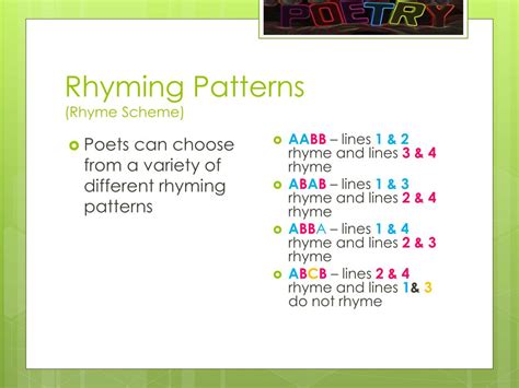 What Is Rhyming Pattern In A Poem