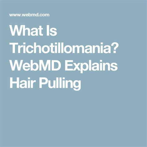 What Is Trichotillomania? WebMD Explains Hair Pulling