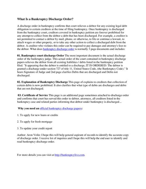 What Is a Bankruptcy Discharge Order by Issuu
