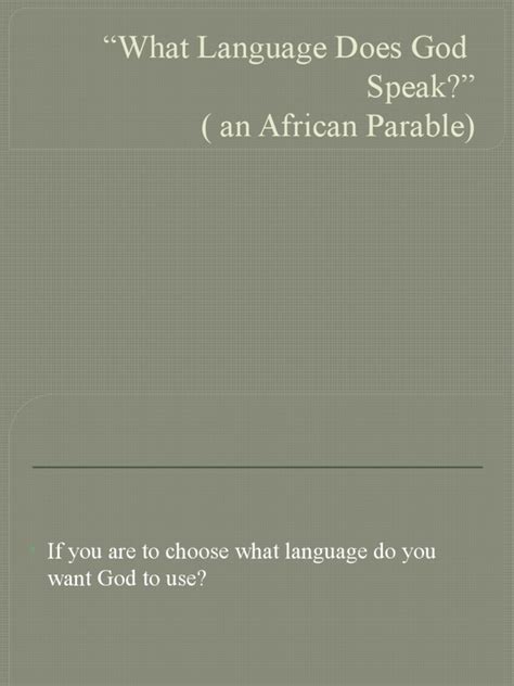 What Language Does God Speak PDF