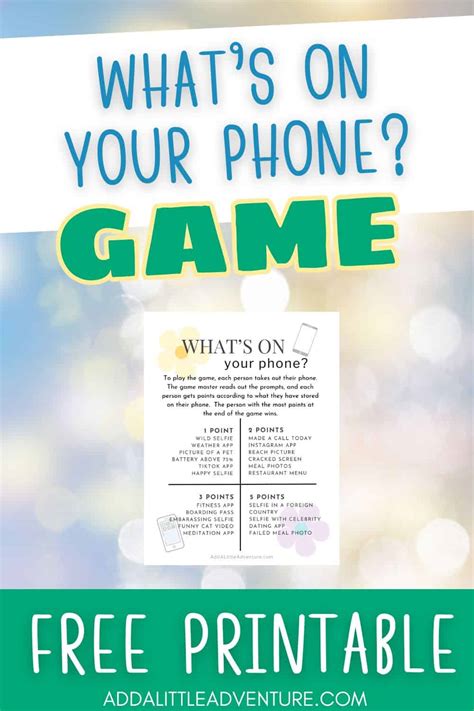 What S In Your Phone Game Printable