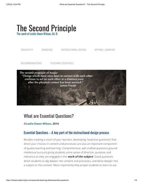 What are Essential Questions? - The Second Principle