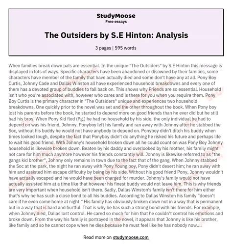 What are examples in The Outsiders by S. E. Hinton of a …