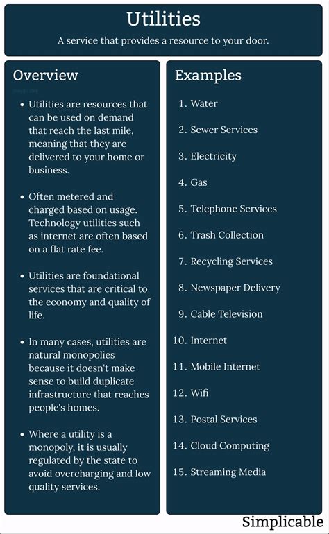 What are examples of utilities