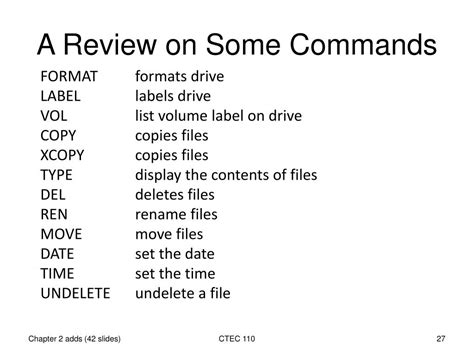 What are some examples of common DOS commands? - IU