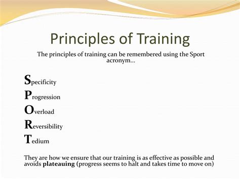What are the 5 basic principles of training