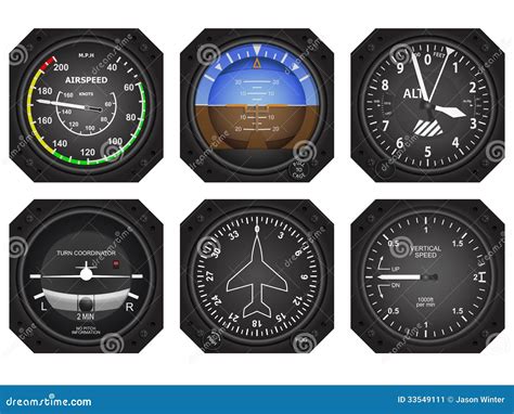 What are the 6 basic aircraft instruments
