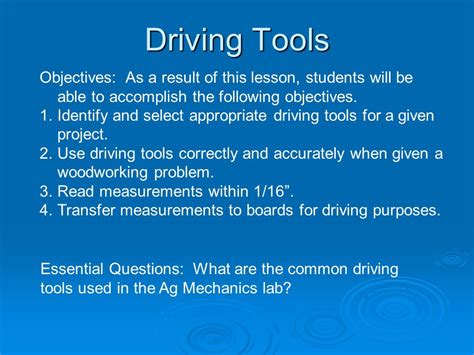 What are the examples of driving tools? - Answers