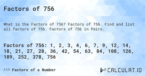 What are the factors of 756 Math Tutor