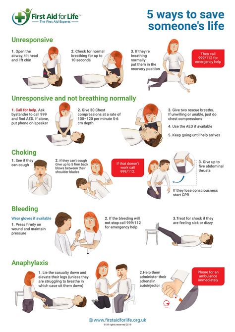 What are the five first aid techniques