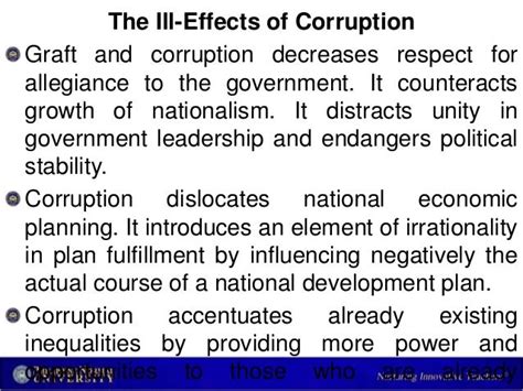 What are the negative effects of graft and corruption? - Answers