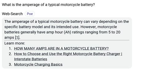 What are the possible amperages of motorcycle batteries?