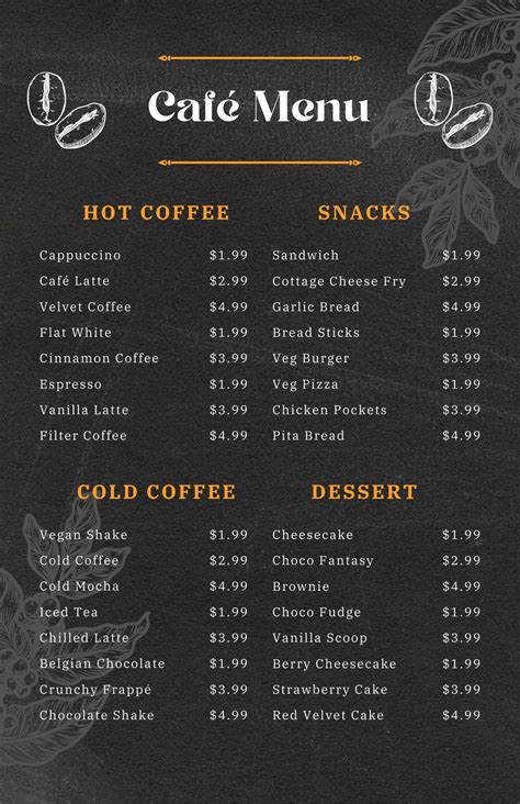 What are typical CS cafe menu items