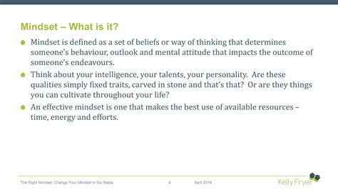 What best defines mindset