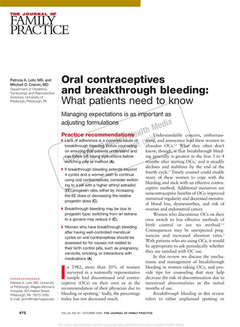 What causes breakthrough bleeding.  OCs, breakthrough bleeding, and patients’ need to...