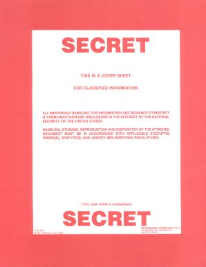 Secret (Cover Sheet) U.S. Government Departments, Agencies, a