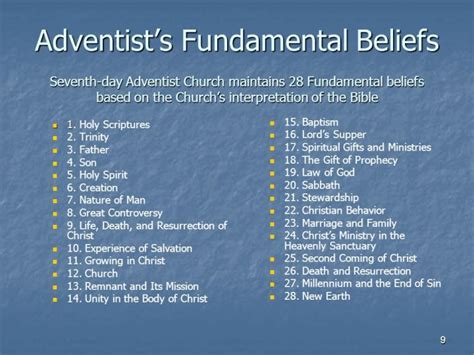 What do 7th day adventists believe. Seventh-day Adventist beliefs are meant to permeate your whole life. Growing out of scriptures that paint a compelling portrait of God, you are invited to explore, experience and know the One who desires to make us whole. The Seventh-day Adventist Church has published a series of documents on various issues relevant to life in modern society. 