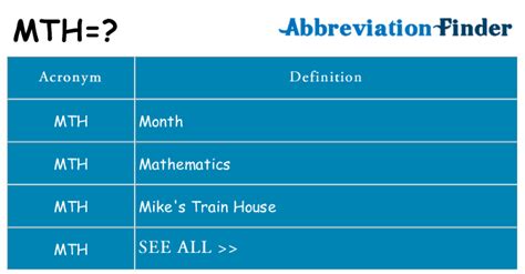 What does MTH stand for? - abbreviations