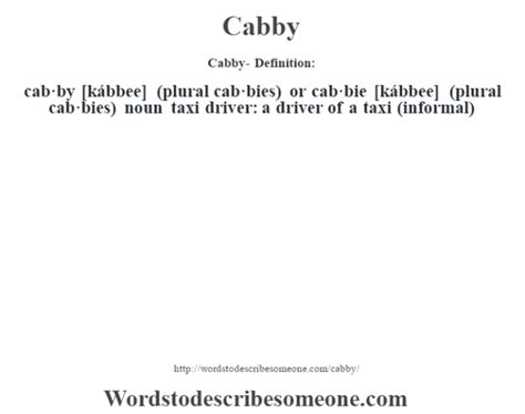 What does cabby mean - Definition of cabby - Word finder