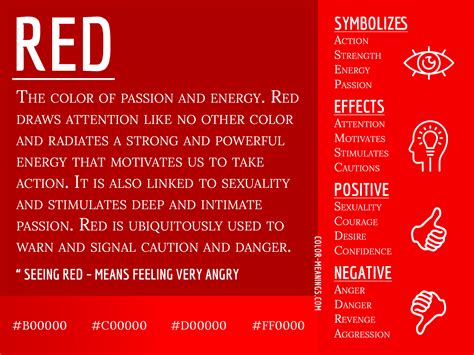 What does colour red represent. Neutral colors are often used as secondary colors in branding or design. These colors include white, grays, browns, or black and can be used to “tone down” colors that may otherwise feel overpowering. Warm colors like red, yellow, and orange bring emotions of joy, happiness, energy, and heat. Colors in the warm category are used … 