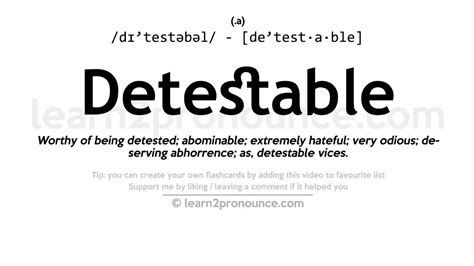 What does detestable mean.  Definition of detestable adjective in Oxford Advan...