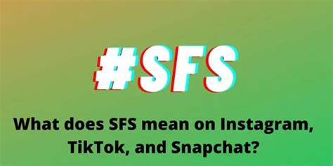SFS is used on social media sites like Snapchat, Instagram, and Tiktok. With SFS you can become famous on this platform with Tik Tok videos. SFS is narrow to shout. Screaming for Sound is the perfect expression of SFS. SFS in TikTok stands for "Scream for a Scream". This simple understanding holds true across all social media channels. How to .... 