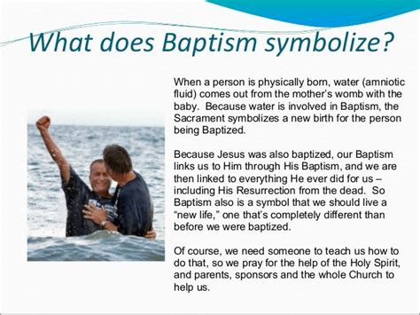 What does it mean to be baptized. Feb 15, 2022 ... 3. Because baptism is a symbolic death to sin and a resurrection to righteousness (Romans 6:3–4), everyone who is baptized is, in that sense, ... 