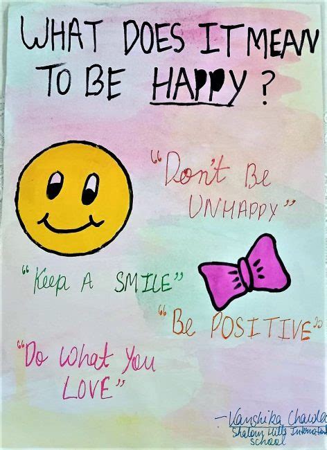 What does it mean to be happy. Happiness does not have to be expressed in order to be enjoyed - it is an internalized experience, varying in degrees, from mild satisfaction to wild euphoria. Psychologists often refer to happiness as positive affect - a mood or emotional state which is brought about by generally positive thoughts and feelings. 