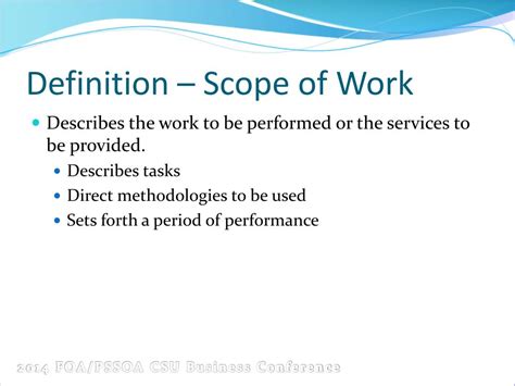 What does scope of work mean? - Definitions.net