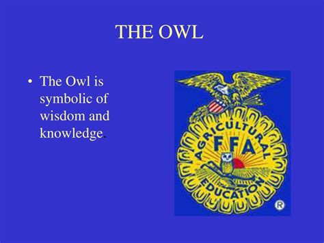 What does the owl represent in ffa. 29 Apr 2023 ... Welcome to - FFA VI Recognition Ceremony & Award Ceremony - “Resetting the Path for a New Generation in Agriculture” April 29,2023 ... 